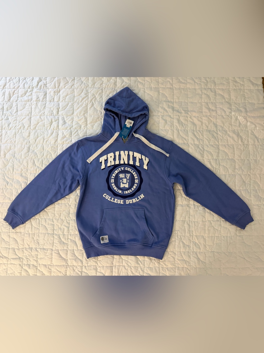 Trinity College Dublin Cornflower Blue Pullover Hoodie with Crest